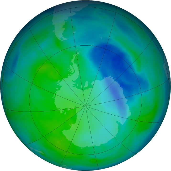 Antarctic ozone map for 16 December 2006